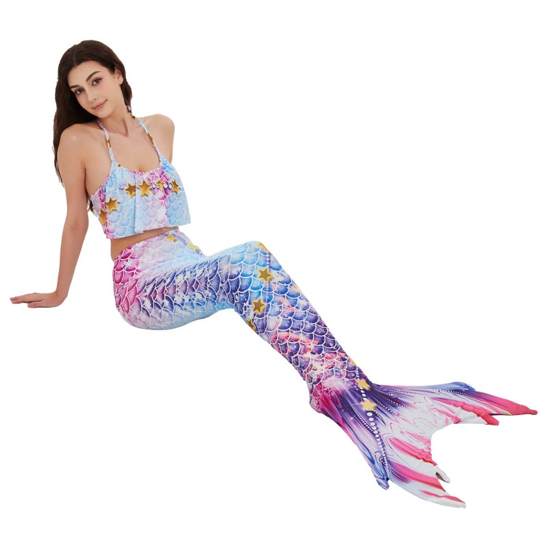 Loquat Popular New Summer Adult Mermaid Swimsuit Mermaid Tube Top Fish Tail Princess Dress Parent-Child Clothing - Image 4