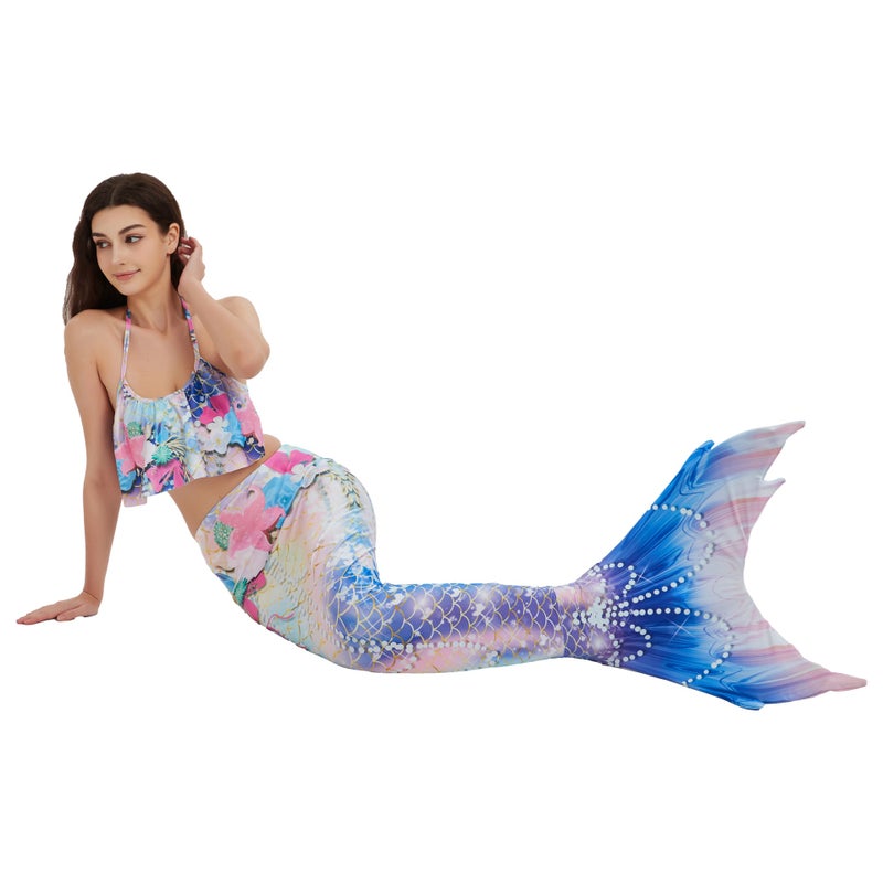 Loquat Popular New Summer Adult Mermaid Swimsuit Mermaid Tube Top Fish Tail Princess Dress Parent-Child Clothing - Image 1