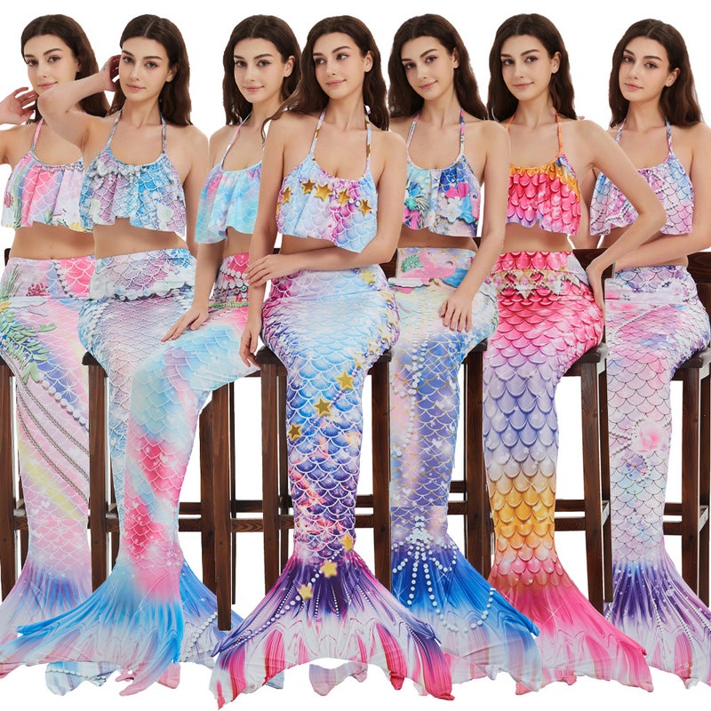 Loquat Popular New Summer Adult Mermaid Swimsuit Mermaid Tube Top Fish Tail Princess Dress Parent-Child Clothing - Image 2