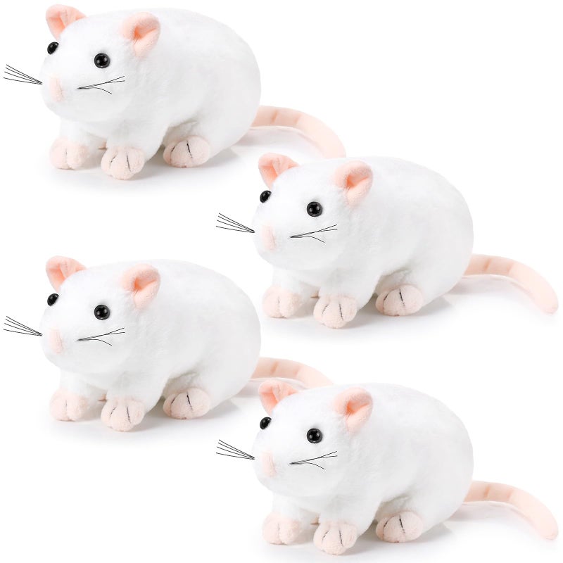 Kasyat 4 Pcs Fake Rat Stuffed Animals 7 Inch Fake Mouse Plush Toys Soft Cuddly Stuffed Mouse Realistic Rat Plushies for Birthday Prank Props April Fools TricksWhite - Image 3