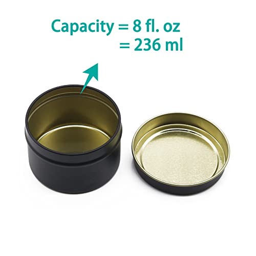 Aroparc Candle Tins 8oz, 24 Piece Candle Tin Cans Bulk Candle Containers for Candle Making Supplies Candle Tins - Black - Image 3