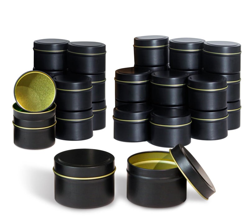 Aroparc Candle Tins 8oz, 24 Piece Candle Tin Cans Bulk Candle Containers for Candle Making Supplies Candle Tins - Black - Image 1