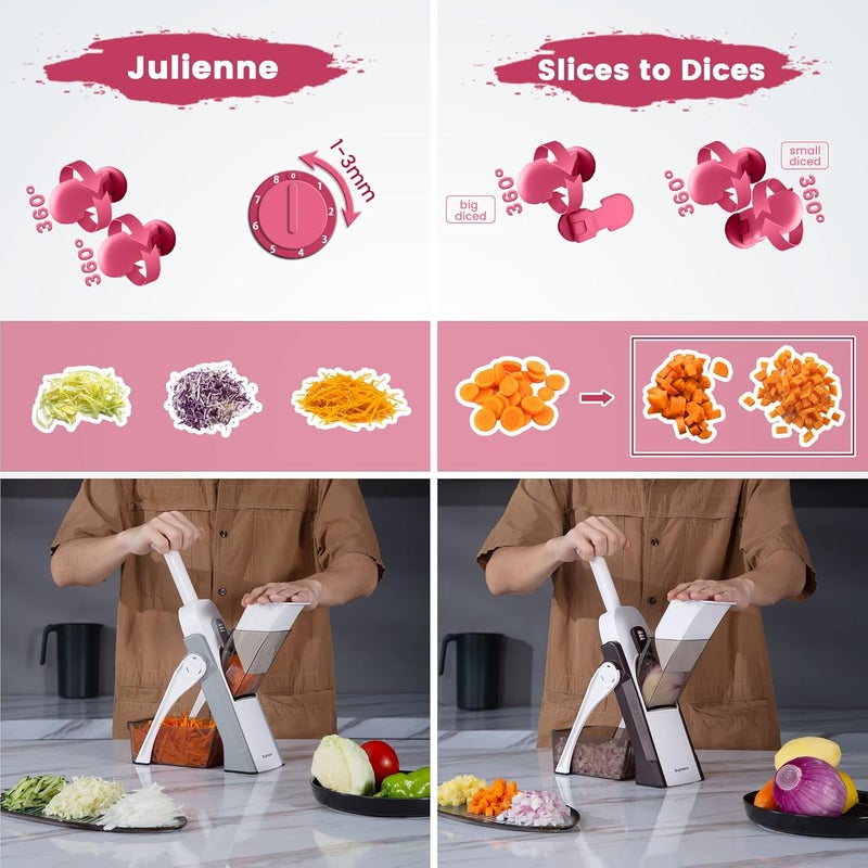SupMaKin Safe Mandoline Slicer for Kitchen, Vegetable Food Potato Chip Slicer Maual Adjustable Thickness, Chopping Artifact Fast Veggie Salad Chopper Cook Meal Prep - Image 4