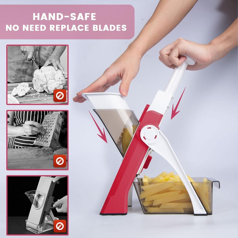 SupMaKin Safe Mandoline Slicer for Kitchen, Vegetable Food Potato Chip Slicer Maual Adjustable Thickness, Chopping Artifact Fast Veggie Salad Chopper Cook Meal Prep - Image 2