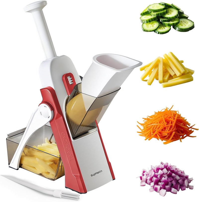 SupMaKin Safe Mandoline Slicer for Kitchen, Vegetable Food Potato Chip Slicer Maual Adjustable Thickness, Chopping Artifact Fast Veggie Salad Chopper Cook Meal Prep - Image 1