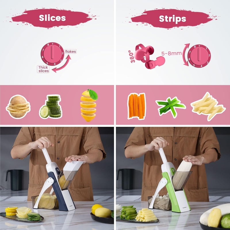 SupMaKin Safe Mandoline Slicer for Kitchen, Vegetable Food Potato Chip Slicer Maual Adjustable Thickness, Chopping Artifact Fast Veggie Salad Chopper Cook Meal Prep - Image 3