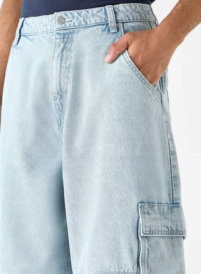 STARTER Starter Skater Fit Jeans with Pockets and Button Closure