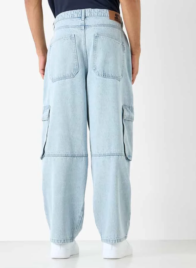 STARTER Starter Skater Fit Jeans with Pockets and Button Closure
