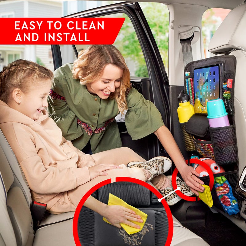 Helteko Car Seat Organizer, Ultra Version Kids Backseat Car Organizers and Storage, Waterproof Back Seat Protector Kick Mats with Tablet Holder 12 in, Car Accessories Interior and Travel Essentials. - Image 5