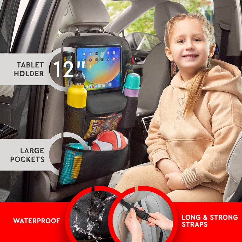 Helteko Car Seat Organizer, Ultra Version Kids Backseat Car Organizers and Storage, Waterproof Back Seat Protector Kick Mats with Tablet Holder 12 in, Car Accessories Interior and Travel Essentials. - Image 4