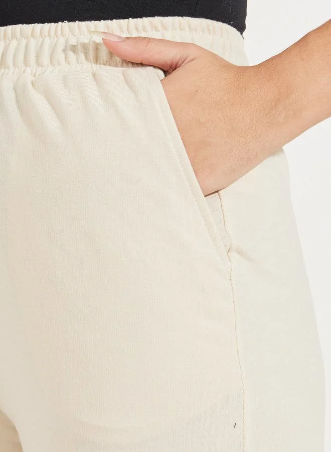 Styli Solid Wide Leg Joggers with Drawstrings