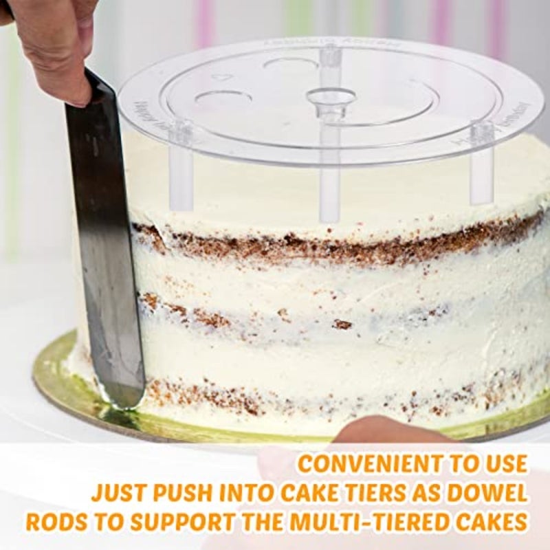 40 Pieces Plastic Cake Dowel Rods Set 20 White Cake Sticks Support Rods, 5 Cake Separator Plates for 4, 6, 8, 10, 12 Inch Cakes, 15 Clear Cake Stacking Dowels for Tiered Cakes Clear Plates - Image 4