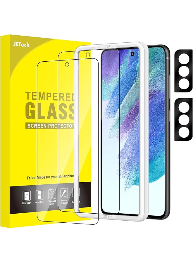 Jetech Screen Protector For Samsung Galaxy S21 Fe 5G With Camera Lens Protector Easy Installation Tool Tempered Glass Film Fingerprint ID Compatible 2 Pack Each - Image 1