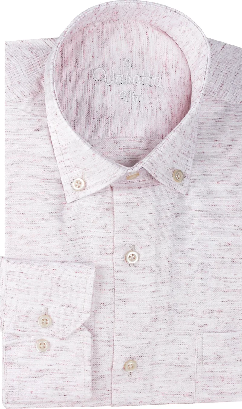 Varetta Men's Persian Pink Plain Melange Long Sleeve Pocket Classic Cut Collar Button-Up Shirt