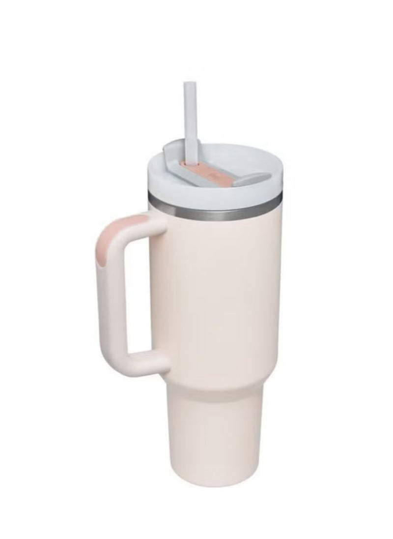 Stanley - Stanley Quencher H2.0 Flowstat Vacuum Insulated Stainless Steel Tumbler with Lid and Straw for Water, Iced Tea, Coffee, Smoothies and More, Cream, 40 oz - Image 1