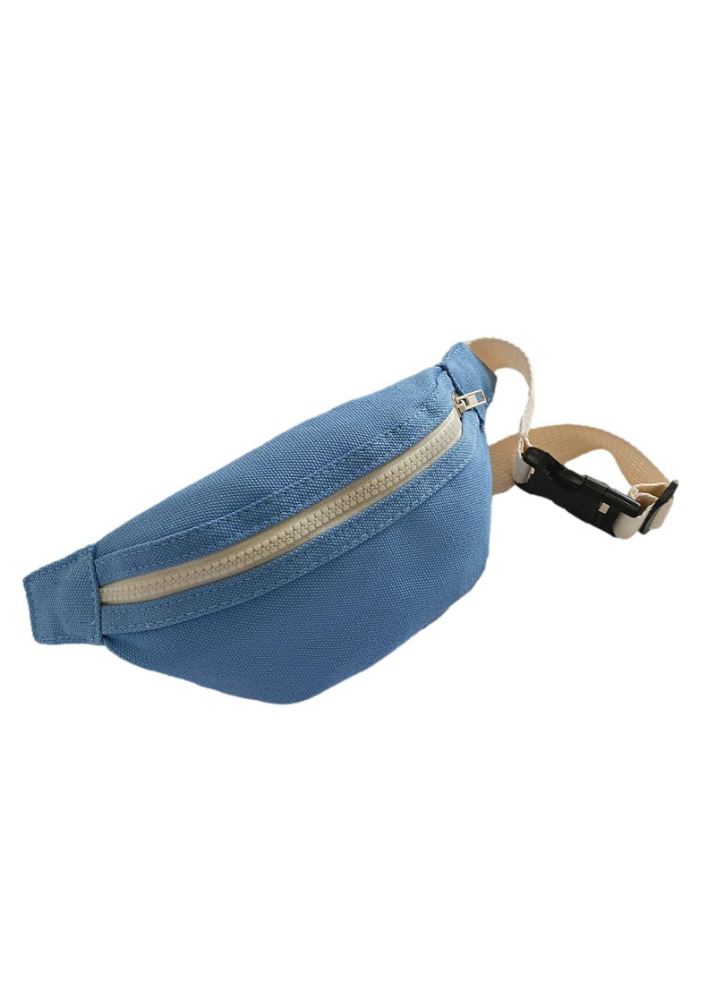 Pack, Waist Pack for Kid, Solid Canvas Chest Crossbody Purse Bags, Fashion Belt Bags Gifts for Teen Girls, Bag for Travel Hiking Cycling Running, Blue - Image 1