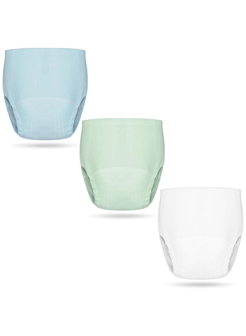 NNEWVANTE Potty Training Pants,3 Packs Reusable Baby Toddler Training Pants, Toddler Training Underwear for Boys and Girls, 100% Cotton Washable Toilet Baby Training Pants (Blue) - Image 1
