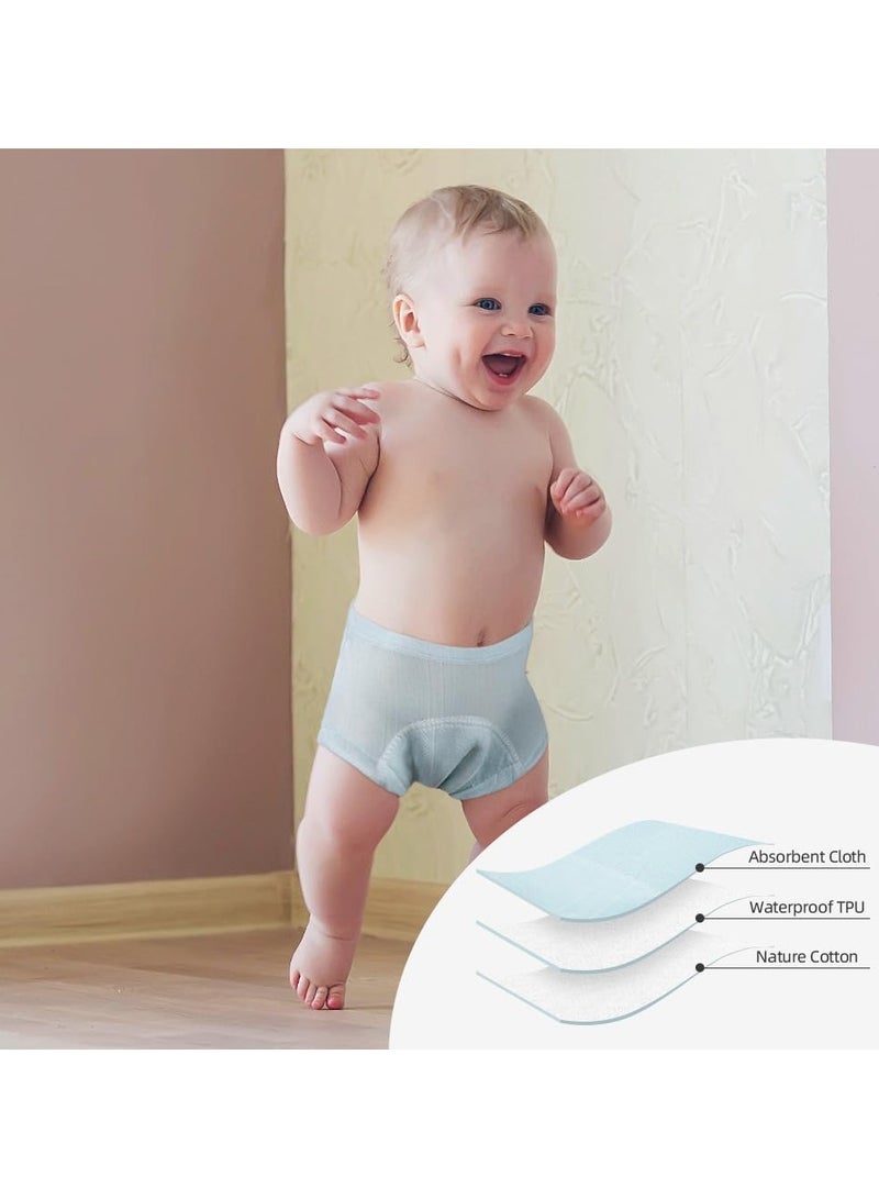 NNEWVANTE Potty Training Pants,3 Packs Reusable Baby Toddler Training Pants, Toddler Training Underwear for Boys and Girls, 100% Cotton Washable Toilet Baby Training Pants (Blue) - Image 4