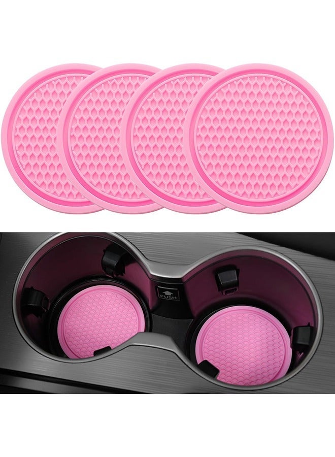 4 Pack Car Cup Coaster, Universal Non-Slip Cup Holders Embedded in Ornaments Coaster, Car Interior Accessories, Pink