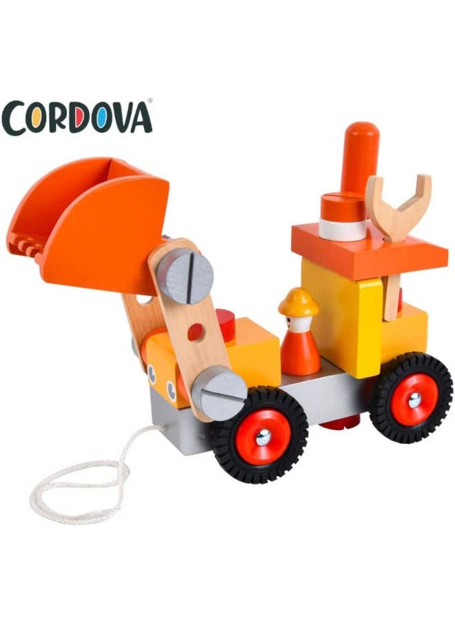 Cordova Children's Color Enlightenment Cognitive Simulation Toy - Screw Nut Wooden Assembly Tool Vehicle Engineering Truck Bulldozer - Best Educational Learning Toys Vehicles Gifts for 3 Ages+ Olds  - Image 2