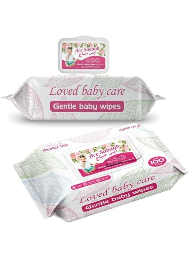 Ace Sabaah Baby Wet Wipes 100 sheets Mild Rose Scent Pack of 3 - Image 3
