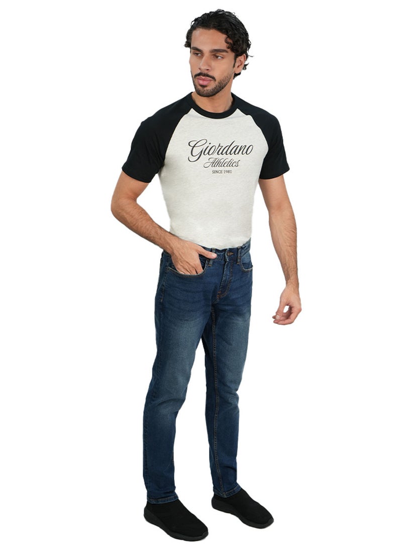 GIORDANO جينز دنيم قطن ضيق مع تدرج منخفض للرجال - Image 2