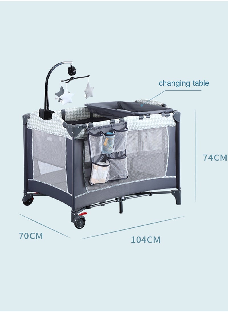 MaBaby Portable Crib for Baby, Portable Baby Playpen with Detachable Bassinet and Changing Table  - Image 3