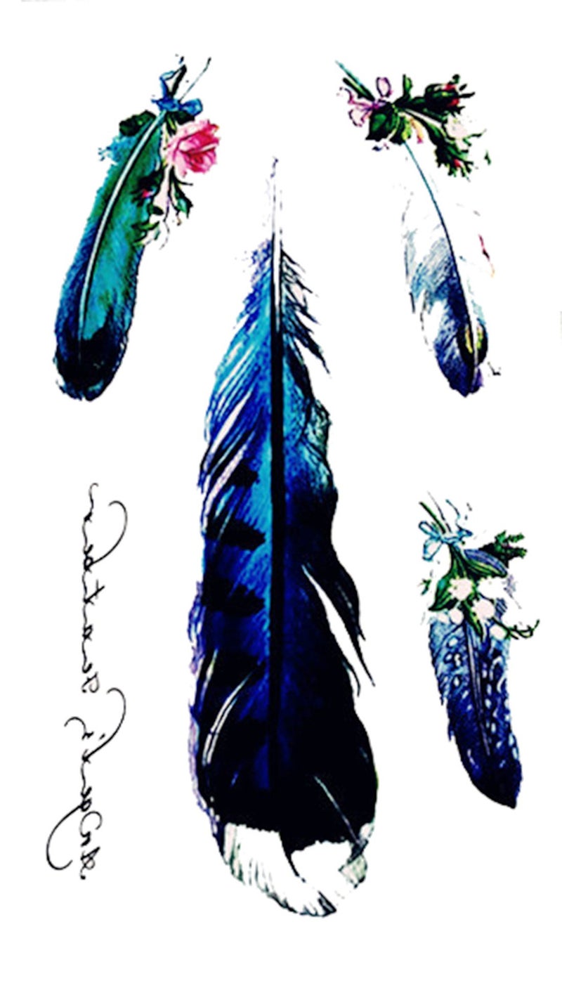 S.A.V.I 3D Temporary Tattoo Feather Design Size 10.5x6cm - 1pc. (451), Black, 4 g - Image 1