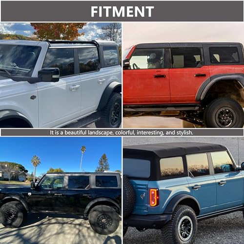 RERPRO Rear Window Triangle Cover Trim Compatible with 2021 2022 2023 2024 2025 Ford Bronco 4 Door Accessories Exterior Decoration Trims Kit Protection Decor Covers, 1 Pair Carbon Black - Image 3