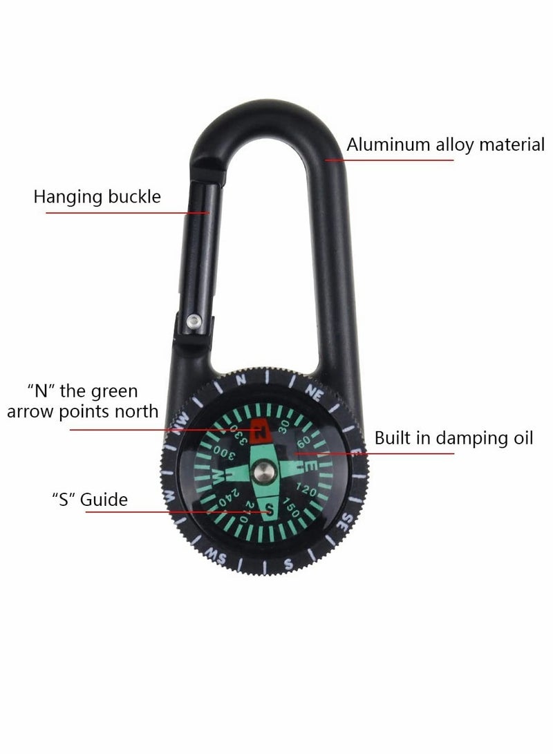 KASTWAVE Compass Carabiner, 2Pcs Climbing Carabiner Outdoor Self Locking Carabiner Clip Hook Keychain for Travelling Hunting Hiking Camping (Black/Gold)  - Image 3