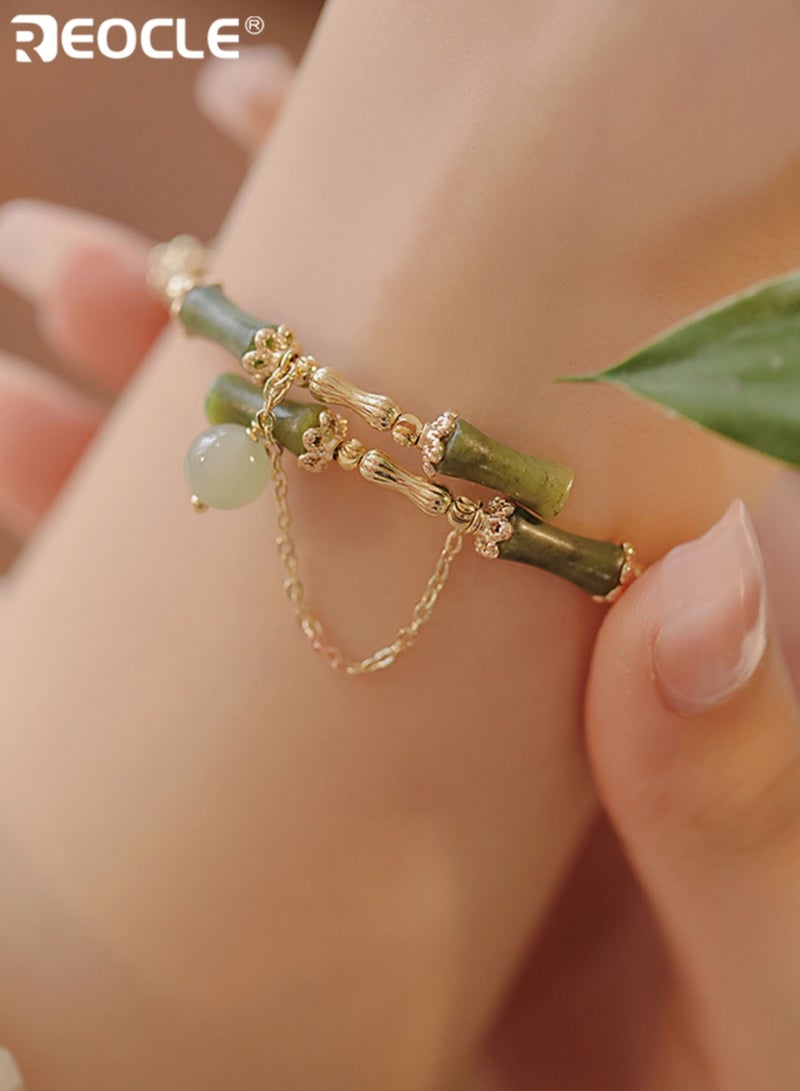 ريوكل سوار نسائي مصنوع يدويًا من خرز الخيزران بتصميم على شكل زهور، مجوهرات نسائية بوهيمية بلمسات معدنية لمناسبات غير رسمية، مثالي للنساء - Image 4