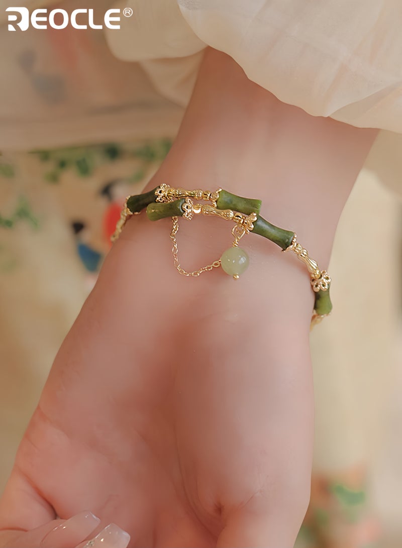 ريوكل سوار نسائي مصنوع يدويًا من خرز الخيزران بتصميم على شكل زهور، مجوهرات نسائية بوهيمية بلمسات معدنية لمناسبات غير رسمية، مثالي للنساء - Image 1