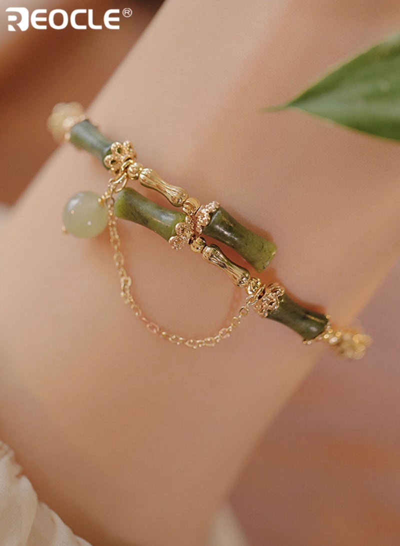 ريوكل سوار نسائي مصنوع يدويًا من خرز الخيزران بتصميم على شكل زهور، مجوهرات نسائية بوهيمية بلمسات معدنية لمناسبات غير رسمية، مثالي للنساء - Image 1