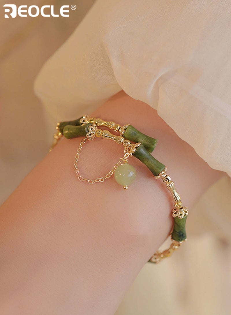 ريوكل سوار نسائي مصنوع يدويًا من خرز الخيزران بتصميم على شكل زهور، مجوهرات نسائية بوهيمية بلمسات معدنية لمناسبات غير رسمية، مثالي للنساء - Image 3