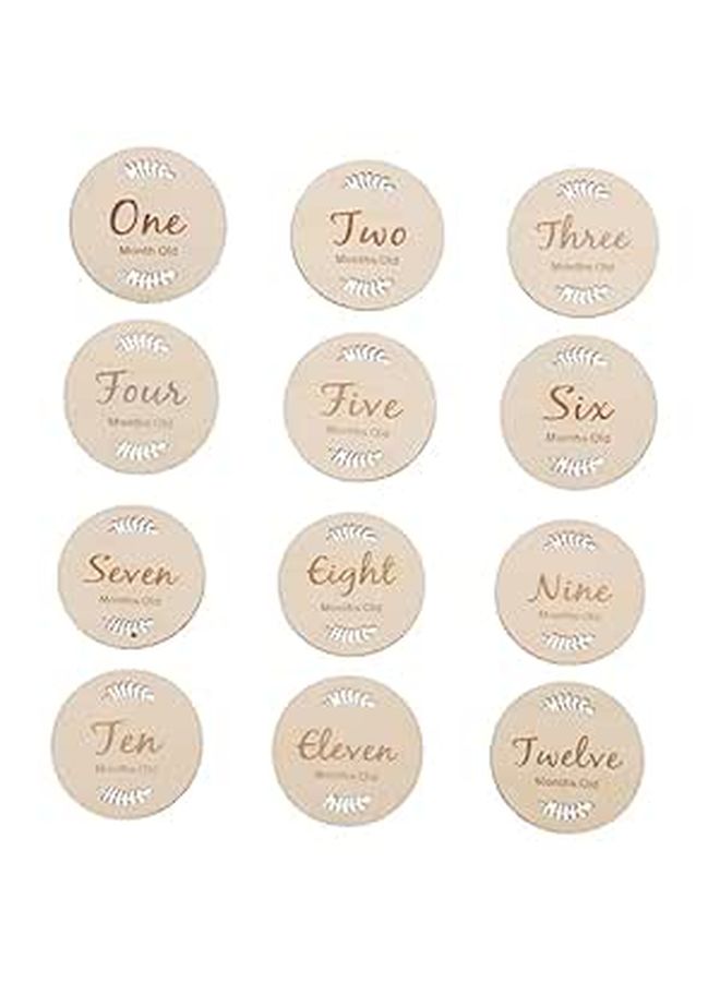 12 بطاقة خشبية للنمو وبطاقات محطات بارزة للتصوير الفوتوغرافي للمواليد الجدد، قابلة لإعادة التدوير - Image 1
