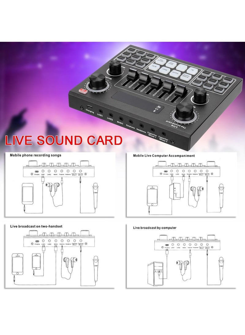 Multifunctional Live V9 Sound Card and BM800 Suspension Microphone Kit Broadcasting Condenser Microphone Set Intelligent Webcast Live Sound Card for Computers and Mobile  - Image 2