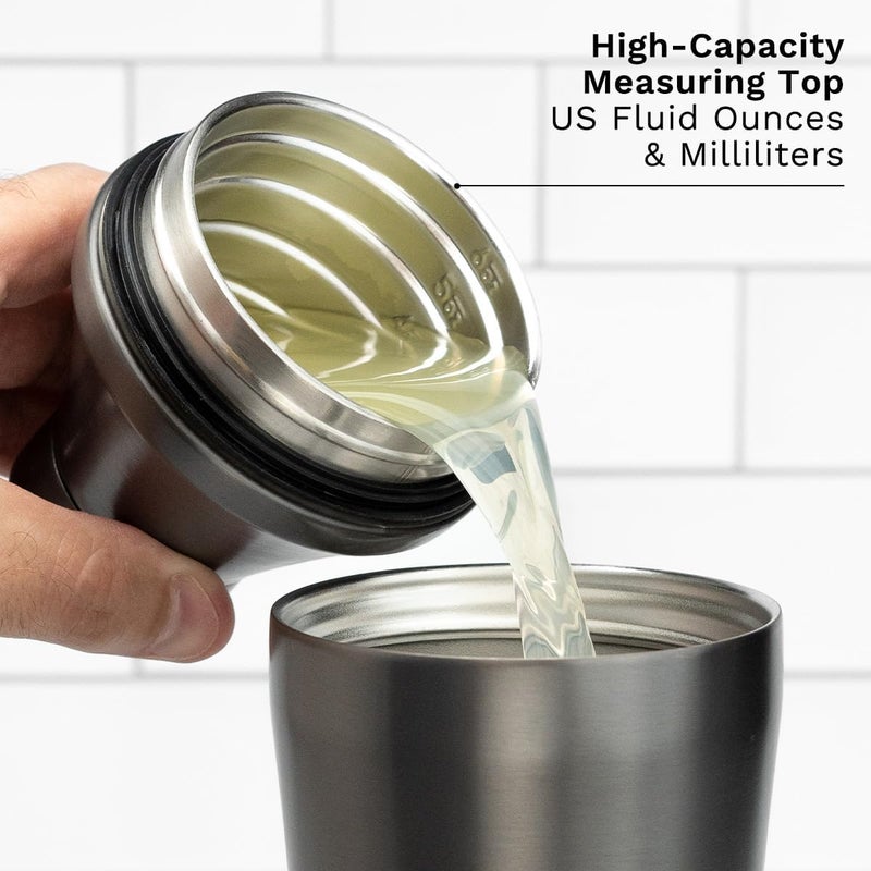 Elevated Craft Hybrid Cocktail Shaker - Premium Vacuum Insulated Stainless Steel Gunmetal Cocktail Shaker - Innovative Measuring System - Martini Shaker for the Home Bartender - 28oz Total Volume - Image 5