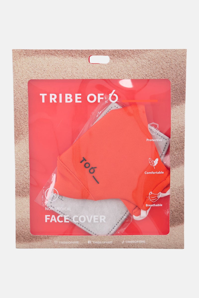 TRIBE OF 6 Women 1 Pc Plain Face Mask, Orange - Image 1