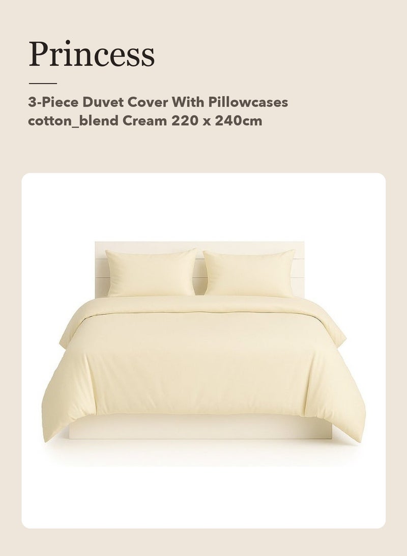 Princess 3+ Pcs Duvet & Cover Set - Hotel Linen Klub Anti Microbial Double Quilt 220x240cm + Princess 3 Pc Duvet Cover Set Cream 220x240cm - Image 3