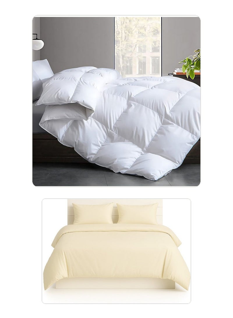 Princess 3+ Pcs Duvet & Cover Set - Hotel Linen Klub Anti Microbial Double Quilt 220x240cm + Princess 3 Pc Duvet Cover Set Cream 220x240cm - Image 1