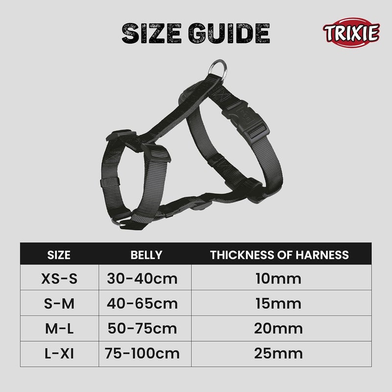 Trixie : - Classic H-Harness for Dogs | Made Nylon, Lightweight and Fully Adjustable Straps | Great Alternative to a Collar and Lead – (75-100 cm/25 mm, L-XL) Black - Image 5
