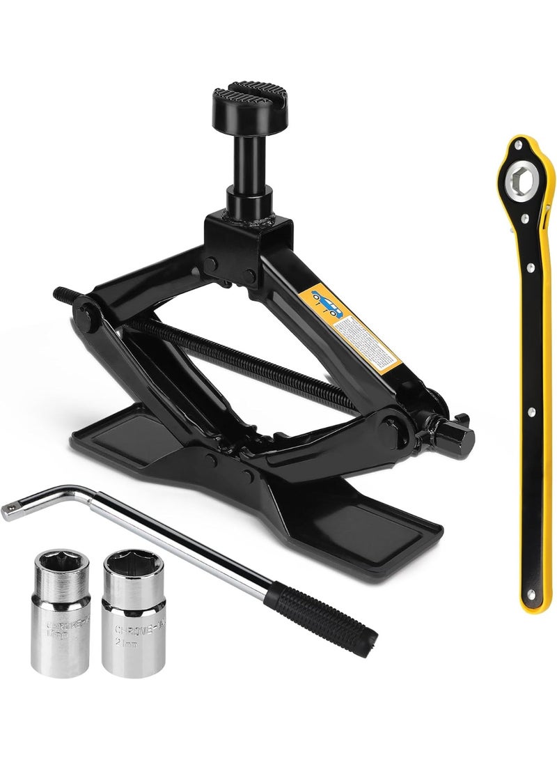2-Ton Car Scissor Jack Kit with Ratchet Handle and Lug Wrench – Quick Lifting for Auto, SUV, and MPV - Image 1