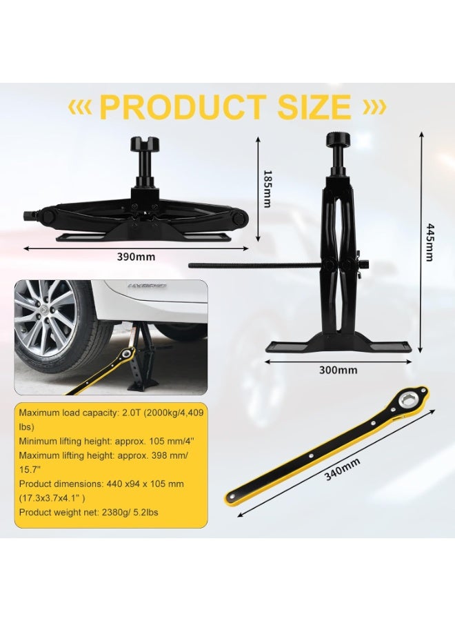 2-Ton Car Scissor Jack Kit with Ratchet Handle and Lug Wrench – Quick Lifting for Auto, SUV, and MPV - Image 3