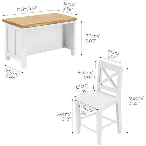 KH866 112 Dollhouse Kitchen Islands Dining Table Chairs Set Miniature Kitchen with Stools Modern Wood Furniture for Dollhouse Room Decor Realistic Miniatures for Restaurant Bar Pub Barbie Crafts - Image 5