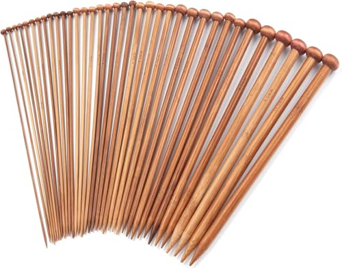 LIHAO 30pcs Bamboo Knitting Needles Set, Wooden Knitting Needles, Knitting Kit Accessories for Beginners Handmade, Single Pointed from 2.0mm-10.0mm - Image 1