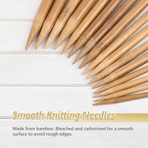 LIHAO 30pcs Bamboo Knitting Needles Set, Wooden Knitting Needles, Knitting Kit Accessories for Beginners Handmade, Single Pointed from 2.0mm-10.0mm - Image 3
