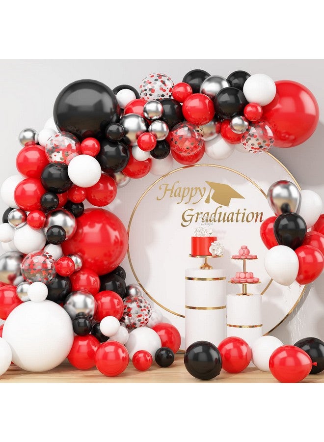 Biapian Black Red Silver Balloon Arch Kit, Black And Red Balloon Garland Kit With Confetti Balloons For Boy Girl Party Birthday Baby Shower Wedding Graduation Anniversary Background Decorations - Image 1
