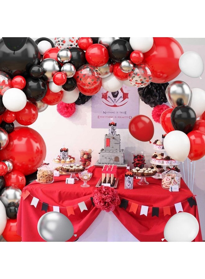 Biapian Black Red Silver Balloon Arch Kit, Black And Red Balloon Garland Kit With Confetti Balloons For Boy Girl Party Birthday Baby Shower Wedding Graduation Anniversary Background Decorations - Image 5