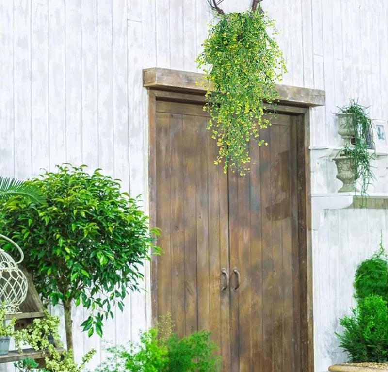 VRB Dec 2 Pcs Artificial Dry Baby's Breath Greenery Hanging Plants Vines Fake Ivy Hanging Flowers Vine Wall Hanging for Home Decor,Wall,Balcony Decoration. (2, Yellow Baby's Breath Fern Hanging) - Image 5