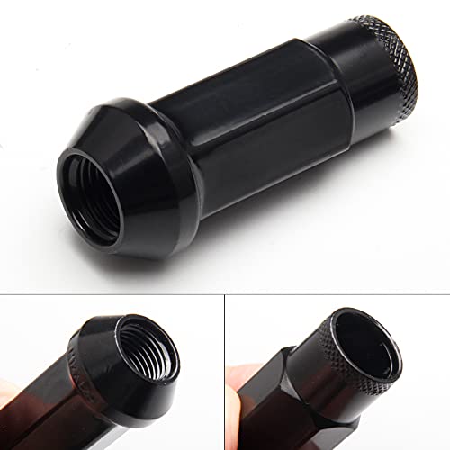 WENJTP 20pcs Black Cold Forged Steel 12mm*1.5 Lug Nuts Extended Tuner Wheel Nuts Modified Nuts Open End Compatible with Various Types of Vehicles - Image 4